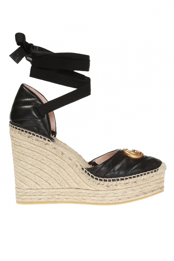 Gucci palmyra ankle tie espadrille online wedge